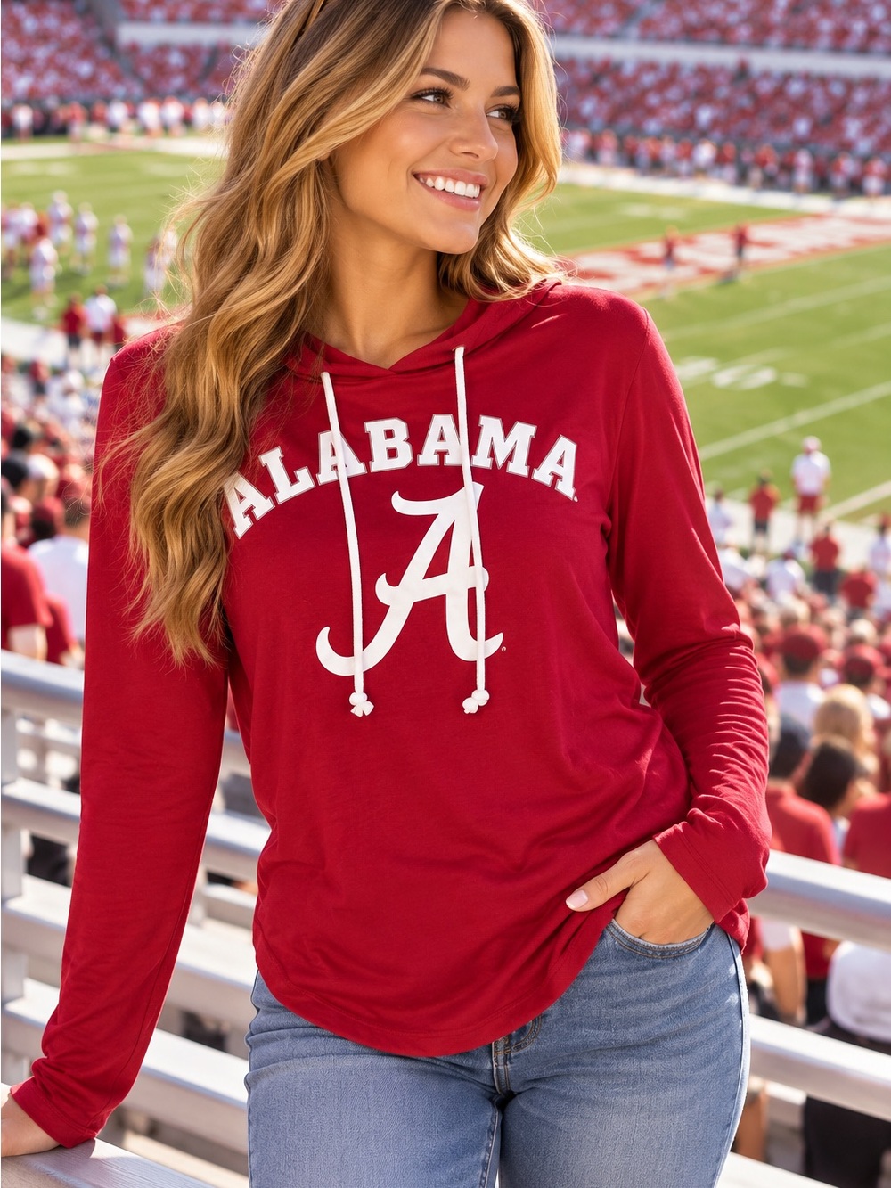 Women's Medium Crimson Tide lightweight Hooded Long-Sleeve Top